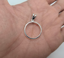 Load image into Gallery viewer, 925 Sterling Silver Square Edge Nickel Coin Bezel Pendant 21mm Prong Back
