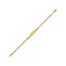 Load image into Gallery viewer, 14K Tri Color Gold Kids Margarita Heart ID Bracelet 6mm/3.5mm 6" Engraving Avail
