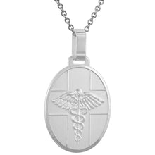 Load image into Gallery viewer, Sterling Silver Medical Alert Necklace Oval Italy 1 1/8 inch Charm with Chain

