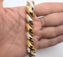 Load image into Gallery viewer, 925 Sterling Silver Two Tone Gold-Plated San Marco Necklace Bracelet 14mm 7"-18"
