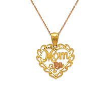 Load image into Gallery viewer, 14k Yellow Gold Mom Heart Pendant Charm Mother's Day Gift for Her Various Design
