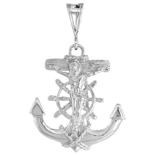 Load image into Gallery viewer, 925 Sterling Silver Anchor Mariner Crucifix Cross Pendant 1 1/4 Inch (31mm)
