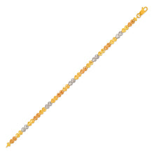 Load image into Gallery viewer, 14K Tri Color Gold Faceted Diamond Cut Bracelet 4 mm 7" Chain Heart Shape
