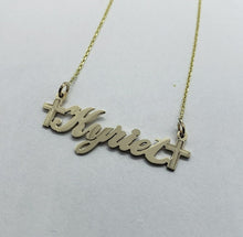 Load image into Gallery viewer, 10K Solid Yellow Gold Handmade Personalized Custom Name Pendant Charm with Cross
