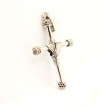 Load image into Gallery viewer, 925 Sterling Silver Wire Wrapped Cylindrical Cross Pendant with Rope Edges

