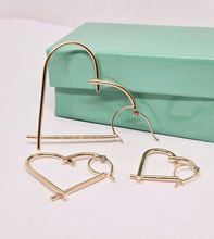 Load image into Gallery viewer, 14K Yellow Gold Heart Hoop Earring for Women Lady Love 3 Sizes Piece Pairs
