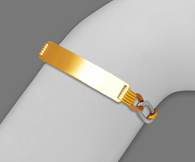Load image into Gallery viewer, 14K TriColor Gold Figaro Concave ID Bracelet 7mm/6mm 7" Long Engraving Available
