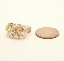 Load image into Gallery viewer, 925 Sterling Silver Diamond Cut Finish Nugget Ring 9/16 Inch Wide, Sizes 8-13
