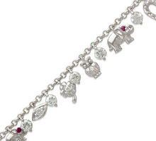 Load image into Gallery viewer, 14K White Gold Fancy Charm Bracelet 2 mm Link 7 mm Center 7" for Women
