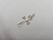 Load image into Gallery viewer, 925 Sterling Silver Filigree Egyptian Ankh Cross Pendant 1 1/16 Inch Tall (27mm)
