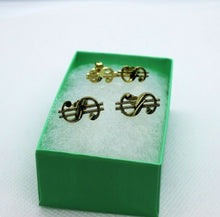 Load image into Gallery viewer, 10K Solid Yellow Gold Dollar $ Sign Money Stud Earring Push Back 2 Size
