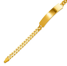 Load image into Gallery viewer, 14K Yellow Gold Shiny Curb Kids ID Bracelet 5mm/4.5mm 6" Engraving Available
