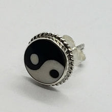 Load image into Gallery viewer, 925 Solid Sterling Silver Yin Yang Stud Earrings 3/8 inch (10mm) for Women Girl
