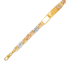 Load image into Gallery viewer, 14K Tri Color Gold Faceted D/C 15 Anos ID Bracelet 6mm Wide 8mm Center 7" Chain
