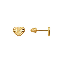 Load image into Gallery viewer, 14K Yellow Gold Heart Stud Earrings 6x5mm 2grams Diamond Cut Screw Backing
