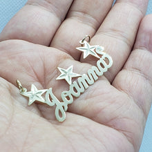 Load image into Gallery viewer, 14K Solid Yellow Gold Handmade Personalized Custom Name Pendant Charm with Stars
