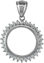 Load image into Gallery viewer, Sterling Silver Cubic Zirconia Penny Bezel CZ Halo 19mm 1 Cent Black White Color
