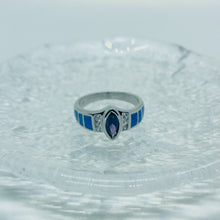 Load image into Gallery viewer, Sterling Silver Marquise Amethyst CZ Synthetic Opal Ring

