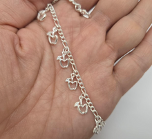 Load image into Gallery viewer, 925 Sterling Silver Anklet with Dangling Apples 14mm, Fits 9" to 10" Ankles
