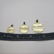 Load image into Gallery viewer, 10K Yellow Solid Gold Round Last Supper Diamond Cut Pendant Charm 3 sizes
