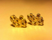 Load image into Gallery viewer, 10k Real Gold Yellow Nugget Stud Earring Unisex Men Women / Size14mm x 10mm
