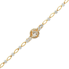 Load image into Gallery viewer, 14K Yellow Gold Fancy Bracelet High Polished Cubic Zirconia 4mm Wide 10mm Center

