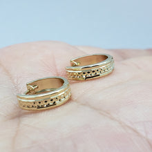 Load image into Gallery viewer, 14K Real Yellow White Gold Huggie Hoop Earrings Diamond Cut Round 11mm Men Women
