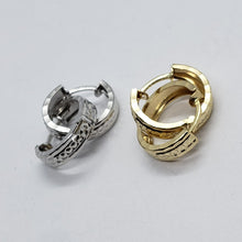 Load image into Gallery viewer, 14K Real Yellow White Gold Huggie Hoop Earrings Diamond Cut Round 11mm Men Women
