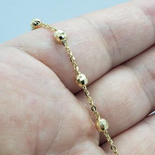 Load image into Gallery viewer, 14K Solid Yellow Gold Station Ball Bead Rolo Bracelet Anklet 2mm 4mm 7" 10"
