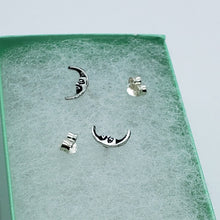 Load image into Gallery viewer, 925 Sterling Silver Tiny Moon Stud Earrings 3/8 inch for Girl Women (10mm Wide)
