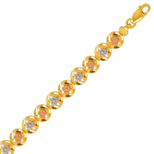 Load image into Gallery viewer, 14K Tri Color Gold Faceted Diamond Cut Bracelet 7.8mm 7" Chain Brazalete
