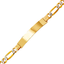 Load image into Gallery viewer, 14K White Pave Gold Figaro ID Bracelet mm/7mm 8" 8.5" long Engraving Available
