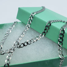 Load image into Gallery viewer, 14K White Gold Solid Cuban Curb Link Chain Necklace Bracelet 6mm 7"~30"

