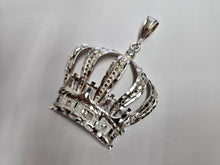 Load image into Gallery viewer, 925 Sterling Silver Large Royal Crown Pendant Diamond Cut 2 1/2 (63mm) Inch Tall
