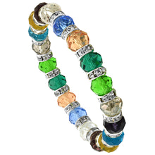 Load image into Gallery viewer, 7 in. Multi Color Faceted Glass Crystal Bracelet on Elastic Nylon Strand
