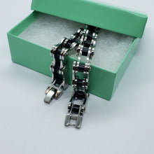 Load image into Gallery viewer, Stainless Steel Bicycle Chain Bracelet Black Rubber Accent for Men 1/2 inch
