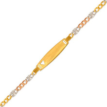 Load image into Gallery viewer, 14K Tri Color Gold Kids Star Heart ID Bracelet 6.8mm/3.8mm 6" Engraving Availabl
