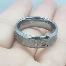 Load image into Gallery viewer, Tungsten Carbide 8 mm Concaved Wedding Band Ring Etched Celtic Dragon Pattern
