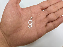 Load image into Gallery viewer, 925 Sterling Silver Small Plain Number 9 Charm Pendant 3/4 (19mm) Inch Tall
