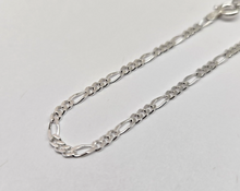 Load image into Gallery viewer, 925 Sterling Silver Beveled Edges Figaro Chain Anklet 2.3mm, Fits 9.5" to 10"
