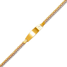 Load image into Gallery viewer, 14K Tri Color Gold Bizmark Baby ID Bracelet 7mm/4mm 6" Engraving Available
