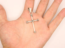 Load image into Gallery viewer, 925 Sterling Silver Plain Cylindrical Cross Pendant with Rope Textured Edges
