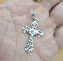 Load image into Gallery viewer, 925 Sterling Silver Filigree Cross Pendant Religious High Quality 1 3/8 inch
