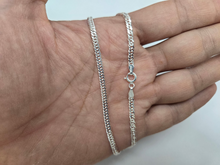 Load image into Gallery viewer, 925 Sterling Silver Double Curb Chain Anklet 3mm, Fits 9.5" to 10" Ankles
