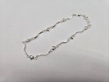 Load image into Gallery viewer, 925 Sterling Silver Wavy Link Anklet with Hearts 6mm, Fits 9" to 10" Ankles
