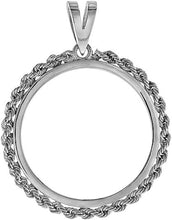 Load image into Gallery viewer, Sterling Silver Rope Edge Susan B. Anthony Bezel Sacagawea 26mm Coins Prong Back
