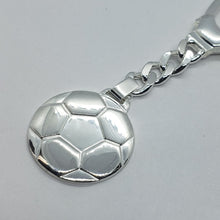 Load image into Gallery viewer, 925 Sterling Silver Key Chain Soccer Ball Futbol Football Key Ring Made in Italy
