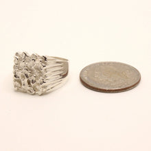 Load image into Gallery viewer, 925 Sterling Silver Detailed Square Nugget Ring 5/8 Inch Wide, Sizes 8-13

