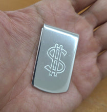 Load image into Gallery viewer, Sterling Silver Money Clip Dollar Sign Embossed Wide Made Italy 1 X 1 3/4 inch
