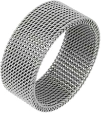 Load image into Gallery viewer, Surgical Stainless Steel 10mm Mesh Ring Wedding Band High Quality Size 5 to 14
